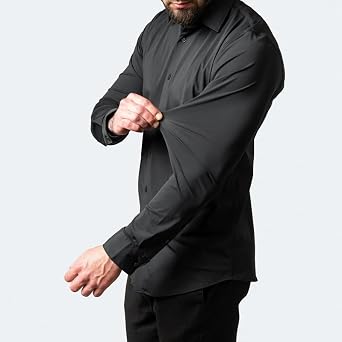 Men's Stretch Wrinkle Free Dress Shirts Regular Fit Button Down Shirt Long Sleeve Formal Business Work Wedding Shirts