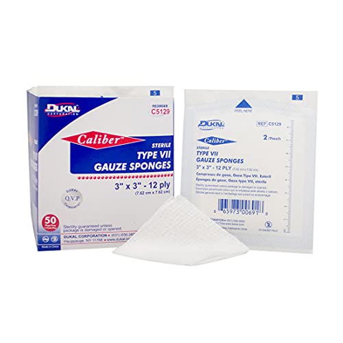 Dukal C5129 Gasas Tipo VII Estériles, Premium 12 Capas, 3" x 3", Pack de 2400 miniatura 1