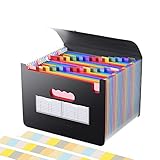 Ampliar carpetas de archivos/acordeón organizador con sobre, 26 bolsillos, tamaño A4, tamaño carta, ampliable, bolsa de archivos Accordian con pestañas de colores