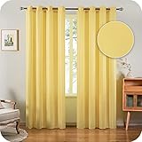 cortinas amarillas estampadas Diseño: El color elegante y clásico hacen que su hogar ya no sea monótono pero moderno. La cortina translucida debilite la intensidad de la luz pero no se oscurezca la habitación