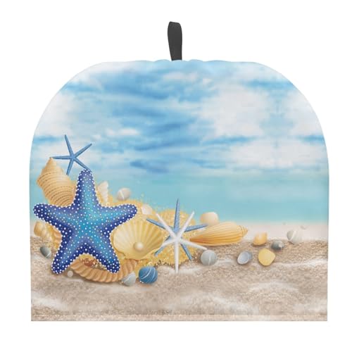 Yzaoxia Blue Starfish Shells Tea Cosy for Teapot Cozy Sky Sea Tea Cozy Kettle Dust Cover Teapot Dust Protector Home Kitchen Decorative