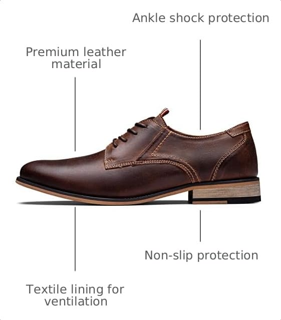 Image of Jousen Men's Dress Shoes Leather Wingtip Formal Business Oxford Shoes Brogue Retro Derby Dress Shoes for Men