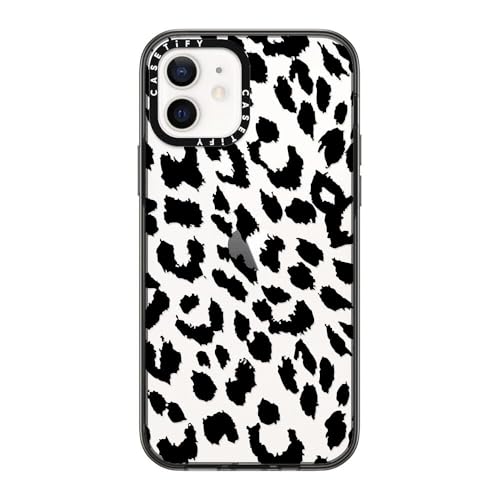 Coque iPhone 12 CASETiFY compacte noir transparent motif Léopard Lacie