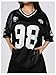 SOLY HUX Jersey Shirts for Women Y2k Graphic Number Oversized Tees V Neck Half Sleeve Cute Soccer Streetwear T Shirt Tops Black Number Medium