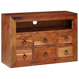 Aspect acacia rustique : le bois massif marron foncé avec veinures visibles donne à votre salon une atmosphère chaleureuse et terreuse - Le buffet s'adapte à la fois aux intérieurs modernes et classiques et attirera tous les regards.
