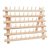 Sewing Thread Holder, 60 Spool Wooden Rack Organizer (15.7 x 12.6 x 4.9 In)