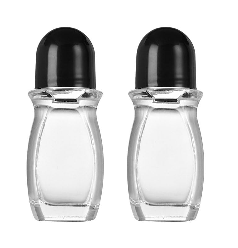 2 Packs Roll On Glass Bottles For Essential Oils with Plastic Roller Ball Empty Deodorant Containers For Fragrance Cosmetics (50ml/1.69Oz)3