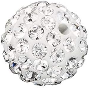 Miniatura 2 de 25 bolas de discoteca de Adabele grado A con diamantes de imitación de cristal de 0.472 in, cuentas de arcilla polimérica blanca transparente