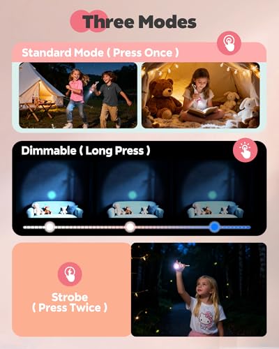 Kizmyee Aufladbar Taschenlampe Silizium，Einhorn LED Kindertaschenlampe，Dimmbar、High Lumen、Stroboskop 3 Modi Taschenleuchte für Kinder Camping, Notfälle,Outdoor,Portable Lighting