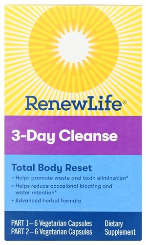 Renew Life Adult Cleanse Total Body Reset, Advanced Herbal Formula - 2-Part, 3-Day Program - Gluten, Dairy & Soy Free - 12 Vegetarian Capsules