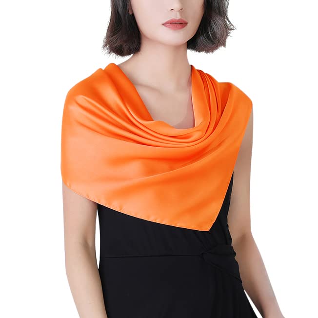 23" Womens Satin Square Neck Scarf Silk Feeling Ribbon Handkerchief Silky Hair Wrap