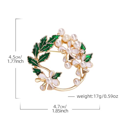 Image of Rhinestone Flower Brooch 18K Gold Plated Flower Floral Brooch Elegant Pearl Lapel Pin Costume Jewelry Thanksgiving Day Birthday Wedding Gifts for Mom Wife
