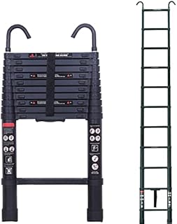 3.2m Extension Ladder with Hook More Stable Attic Ladder Telescoping Ladder Aluminum Lightweight Portable Loft Ladder, EN131 Certificate 330LB Load Capacity with Non-Slip Rubber Feet 10.5ft