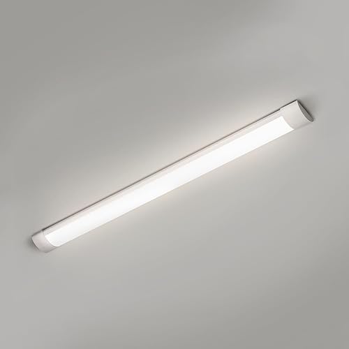 Miniatura 15 de Paquete de 8 luces LED de listón de 4 pies, luz ultrafina montada en superficie de techo, 40 W, 4000 K, IP20, lámpara de techo LED para garaje