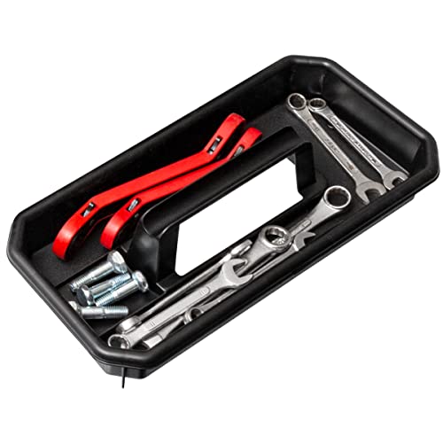 Image of Akro-Mils 14 inch Plastic Toolbox with Removable Tray,Steel Latch & Padlock Eye,Industrial-Grade Tool Box for Tools,Crafts,First Aid & Hobby Supplies, 14 inchx8 inchx8 inch,Made in USA, Black (09514) (Pack of 6)