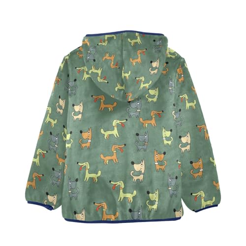 Cute Dog with Scandinavian Style Girls Fleece Jacket Girls Fall Jacket Girls Zip Up Hoodie Girls Sherpa Jacket 2-10T2