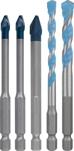 Bosch EXPERT HEX-9 Hard Ceramic and Multi Construction - Juego de brocas (5 unidades, para azulejos duros, azulejos blandos, diámetro de 6,0, 6,0, 8,0, 6,0, 8,0 mm, accesorios profesionales, taladro