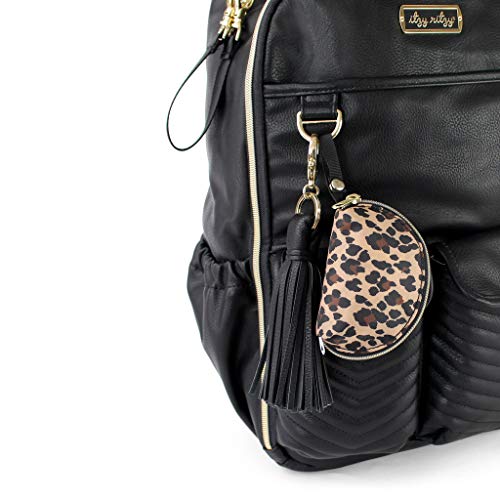 Image of Itzy Ritzy Everything Storage Pouch - Fits 2 Pacifiers - Snap Handle Attaches to Diaper Bag, Stroller or Purse - Holds Earbuds, Chargers, Change or Disposable Bags (Leopard)