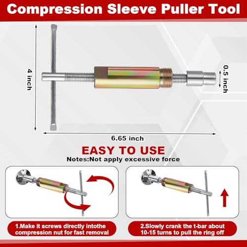 Image of 4 Pcs Angle Stop Wrench Kit Plumbing Tool, Olive Ring Removal Tool with Diameter of 1 /2 inch, 3 /4 inch, Compression Sleeve Puller for 1 /2 inch Compression Fitting, Install Angle Stop Nut(Ferrule,Grey)
