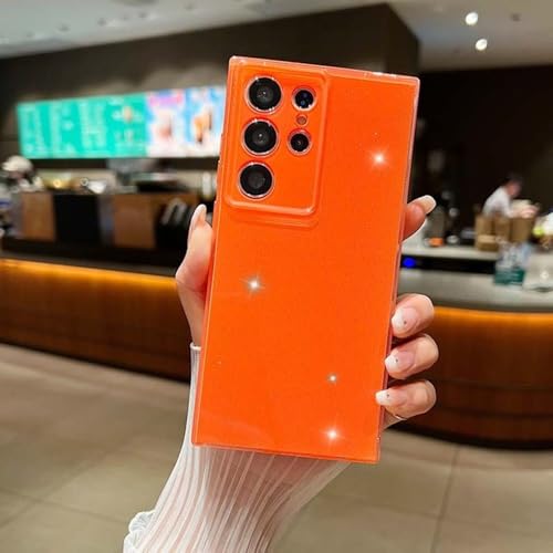 Coque à paillettes Samsung S25 Ultra orange anti-choc et souple