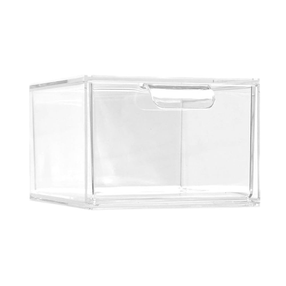 CTRLZS Stackable Makeup Organizer and Storage, Acrylic Organizers, Clear Plastic Storage Drawer with Handles for Vanity Easy Install