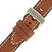 Tech Swiss Watch Band Thick Leather Like Original Heavy Buckle Tan Brown White Stitching 22mm