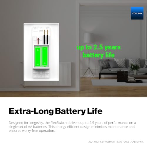 Image of YoLink FlexSwitch, Single Pole Switch, Long-Lasting Battery Powered Smart Light Switch - No Neutral Wire Needed, Timer & Schedule Functions, Over-Temperature Protection, YoLink Hub Required