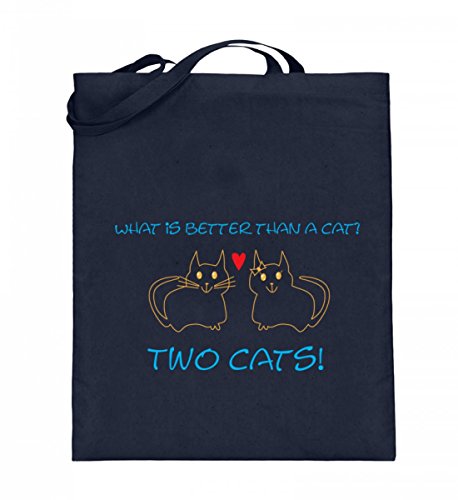 Sac en toile de jute chat bleu avec longues anses pour remplacer vos cabas fragiles