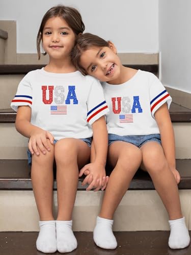 Image of Ithalt Toddler Boys Girls American Flag Shirts 4th of July Tshirt Kids USA Patriotic Tee Independence Day Outfit(3-7y)
