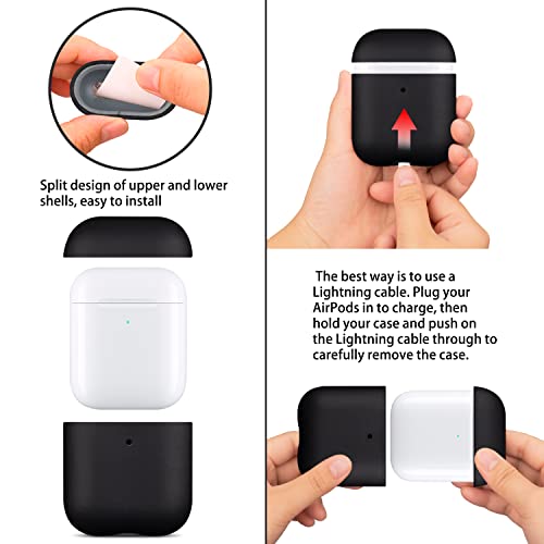 Airpods Leather Case Cover, Maogoam Genuine Vintage Oil Wax Crazy Horse Cowhide Leather Case For Airpods 1&2 Gen, Indiana Jones Style, Handcrafted Fully, (Black) #TOP4