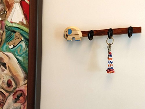 Image of IVEI Key Holder for Wall - Stylish Wooden Hook Holder for Clothes & Bags - Key /Cloth Organizer Wall Hooks - Wall Mounted Unique Key Holder for Home Decor /Office Decor with Handcrafted Elephant