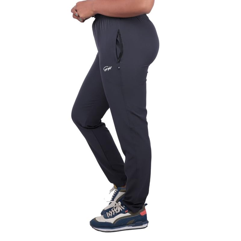 Image of Go-Fit Women Zip Pocket Synthetic Dry-Fit Gym Casual Lower Joggers Trackpant Sports Pant | Multicolors