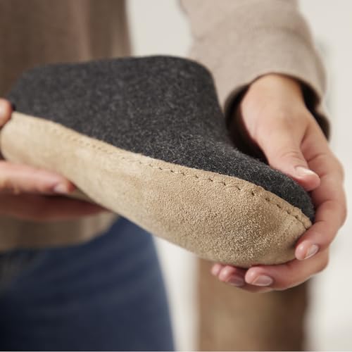 Image of Glerups 100% quality wool mix Slipper with leather sole - Unisex Slip-on