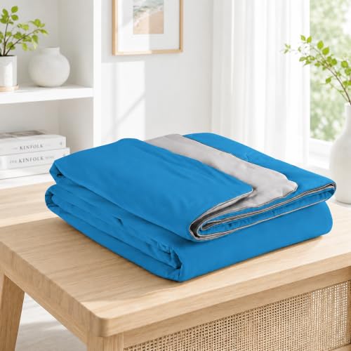 LaffyLo Cooling Blanket for Hot Sleepers, Lightweight Summer Quilt with Breathable Reversible Fabric for Bed, Couch, Dorm and Travel, Machine Washable, Twin Size 60"x80", Ice Blue & Light Grey - image 6