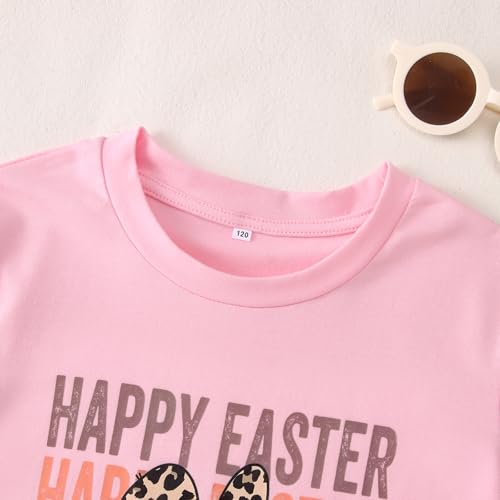 Image of GLIGLITTR Girls Happy Easter Shirts Leopard Bunny Tshirt Cute Rabbit Outfits Kids Easter Holiday Short Sleeve Tee Tops 7-12Y