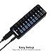 SABRENT 10-Port USB 3.0 Hub, Individual Power Switches and LEDs, 3 Smart Charging Ports, 60W Power Adapter, for PC, Mac, Xbox, PS5, Laptop, Desktop, USB Devices (HB-B7C3)