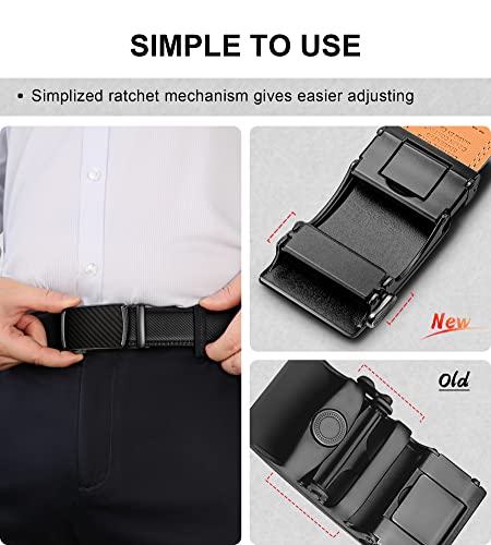 BULLIANT Ceinture Hommes, Ceinture Slide À Cliquet Pour Hommes, Cuir Véritable, Garniture Adaptée - Noir - 130cm/36 -44 taille réglable - Image 6
