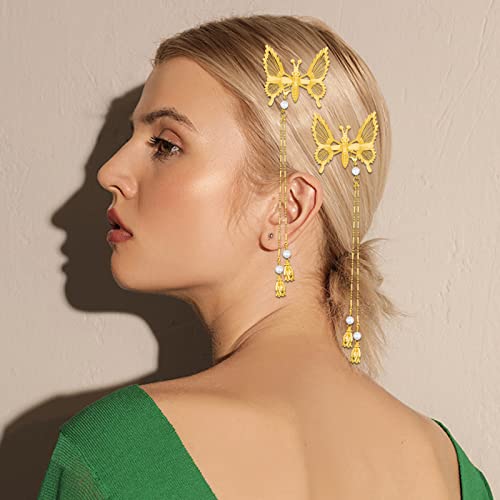 8 Pcs Elegant Tassel Butterfly Hairpin Metal Hair Barrettes Antique Side Clip Will Move Butterfly Clips Fashionable Hairpins Decorative Hair Pins Hair Accessories For Women Girls (Gold & Silver) #TOP6