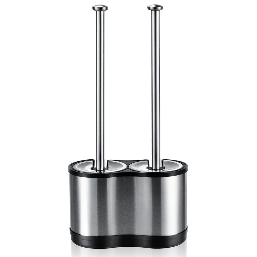 Image of ToiletTree Products Modern Deluxe Freestanding Toilet Brush and Plunger Combo - 5.5 inch x 9.5 inch x 18.5 inch (2 Pack)