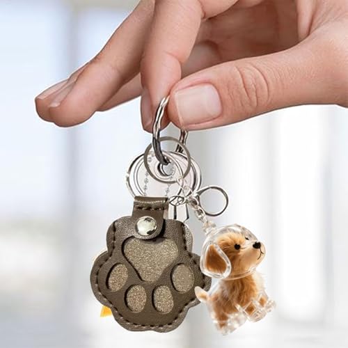 fufupaw 3 PCS Schlüsselanhänger Hund, Schlüsselanhänger Hundehaare, Tierhaar Anhänger Mit Pfotenabdruck, Katzen- und Hunde Set, Inklusive Goldener Retriever Design