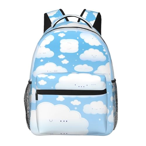 Sac à dos décontracté pour ordinateur portable motif nuage blanc cadeau idéal