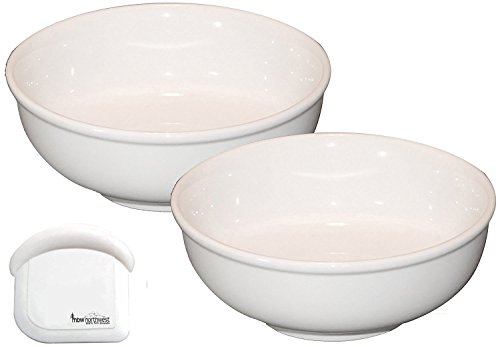 Cameo Ceramic Pho Soup Bowls with Pan Scraper, 9.25 Inch, 72 Ounce, Set of 2, White Ivory
