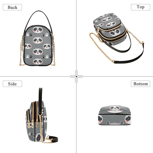Cute Raccoon Gray Single Shoulder Purse Women Cartoon Chain Strap Phone Wallet Handbag Quilted Zipper Crossbody Bowler Bag4