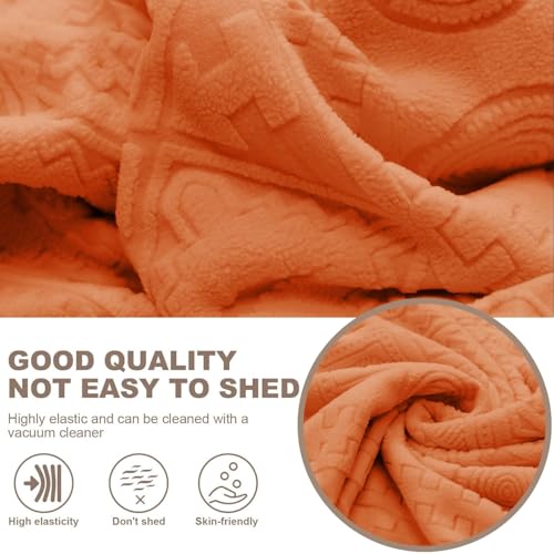 Image of Lukzer 2 Seater Pastel Orange Tribal Pattern Sofa Cover | 240 GSM Universal Stretch Fit Jacquard Fabric Couch Protector | Fully Covered Anti Slip & Washable Sofa Cover (140-180cm /SC-074-02)