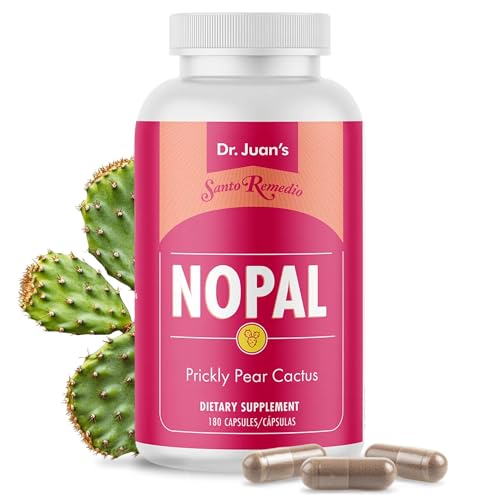 Santo Remedio Nopal. Sugar and Gluten Free Dietary Supplement. Prickly Pear Cactus Dietary Supplement. 700 mg, 180 Capsules.