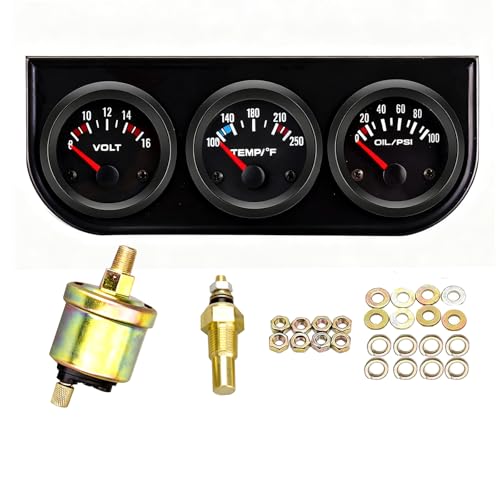Triple Gauge Set Automotive Voltmeter Water Temp Oil Pressure Meter