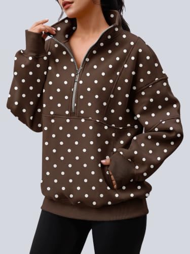 Image of AUTOMET Women's Quarter Zip Oversized Sweatshirt Fleece Mock Neck Pullover
