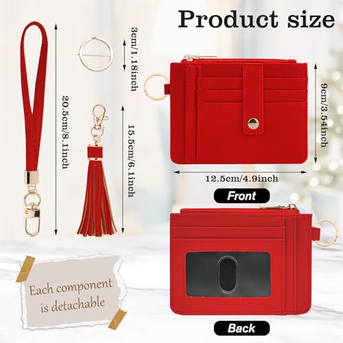 Image of KNGITRYI Small Wristlet Wallets for Women RFID Credit Card Holder Wallet Keychain Wristlet Wallet Credit Card Wallets for Women (Red)