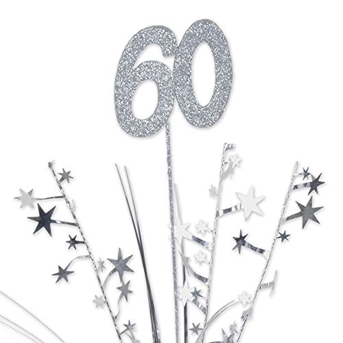 Beistle 6 Piece Glittered 60Th Star Sprays For Birthday Parties And Anniversary Celebrations – Onion Grass Metallic Plastic Pick Decorations #TOP3