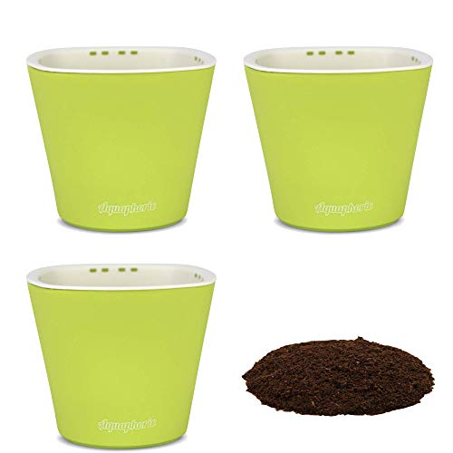 Window Garden â€“ Aquaphoric Self Watering Mini Planter Pots (3 Pack) â€“ Grow On Indoor Sill. Perfect for Potting Small Plants, Herbs, African Violets, Succulents, or Start Seedlings.